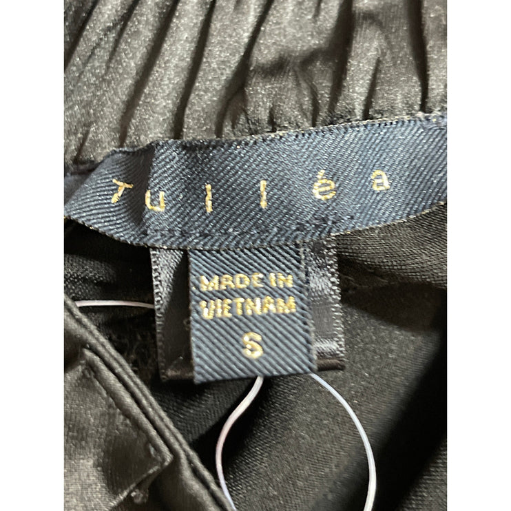 Tulléa Black Satin High Rise Baggy Wide Leg Utility Cargo Trouser Pants Size S