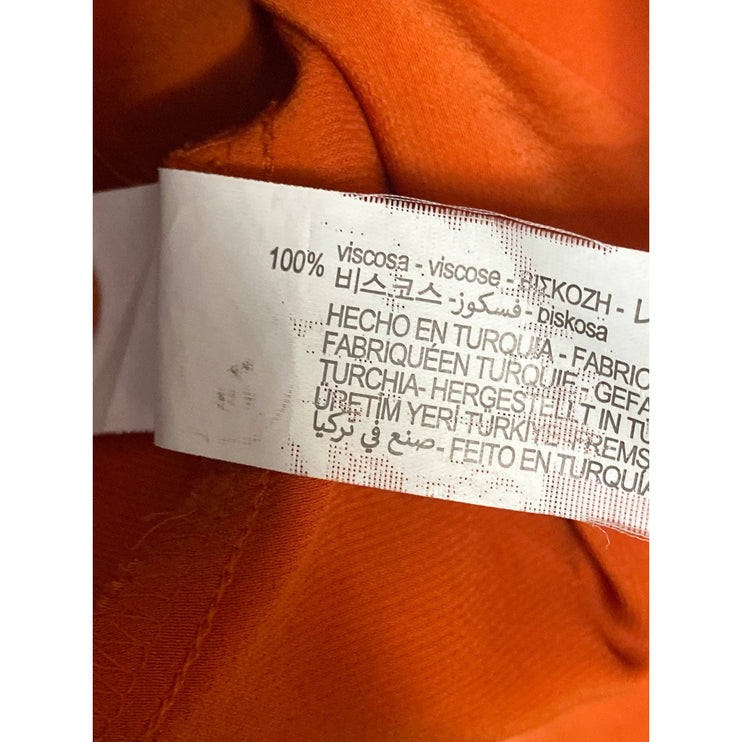 ZARA Women's Orange Satin Collared Long Sleeve Button Down Shirt Blouse Top Sz S