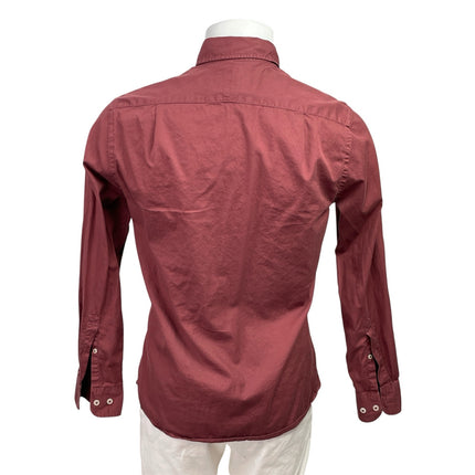 Charles Tyrwhitt Men's Red Slim Fit Long Sleeve Button Down Shirt Top Size S