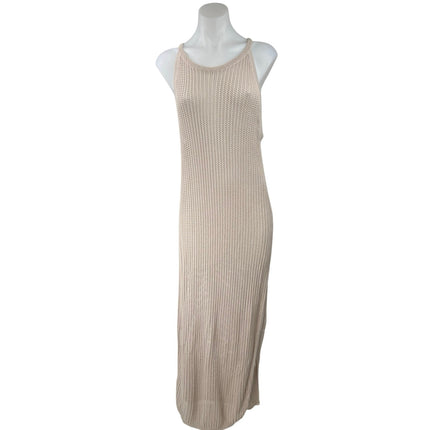 Tahari Women's Beige Crochet Knit Sleeveless Cover Up Maxi Tank Dress Size XL