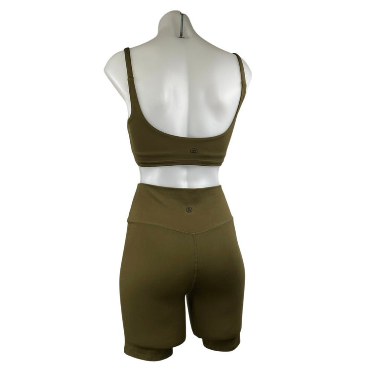Sage Collective Green Sleeveless Activewear Sports Bra & Biker Shorts 2pc Set XS