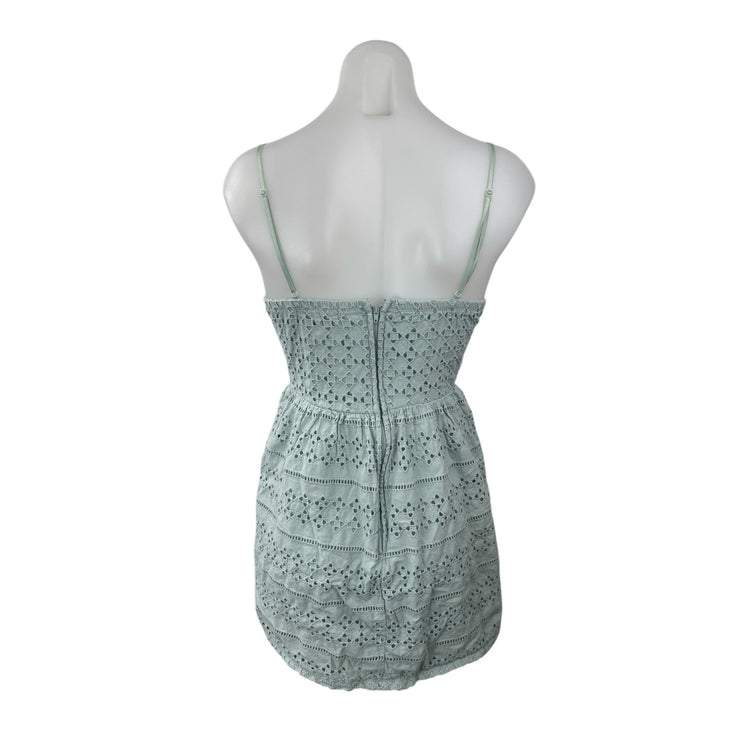 Society Girl Womens Blue Eyelet Embroidered Sleeveless Mini flare A-Line Dress 9