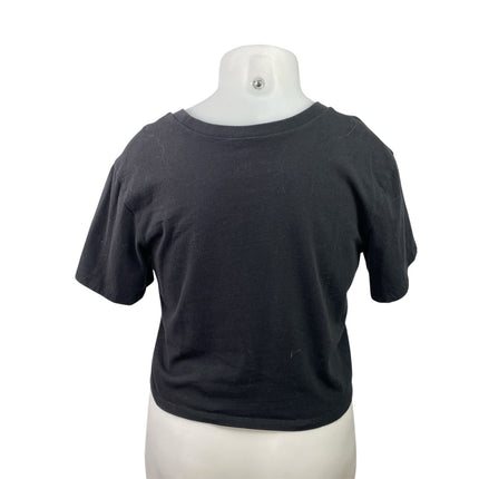 Vans Off The Wall Women's Black Short Sleeve Boxy T Shirt Tee Crop Top Size M