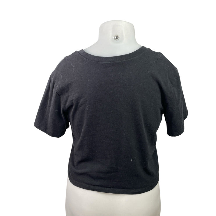 Vans Off The Wall Women's Black Short Sleeve Boxy T Shirt Tee Crop Top Size M