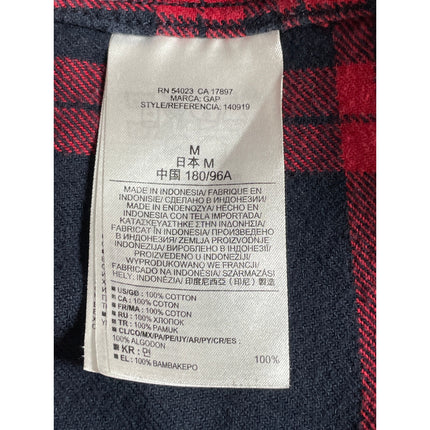 Gap Men's Red Plaid Flannel Long Sleeve Pocket Button Down Shirt Top Size M
