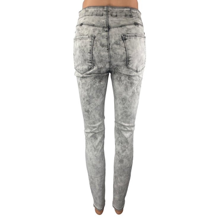 J Brand Women's Gray Acid Wash High Waisted Button Fly Skinny Jeans Pants Sz 28