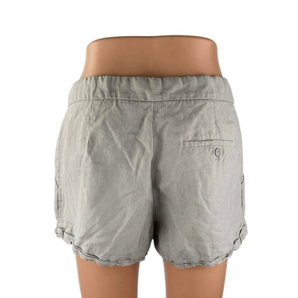 Aritzia Wilfred Gray Linen Drawstring Pleated Mid Rise Casual Sweat Shorts Sz 4