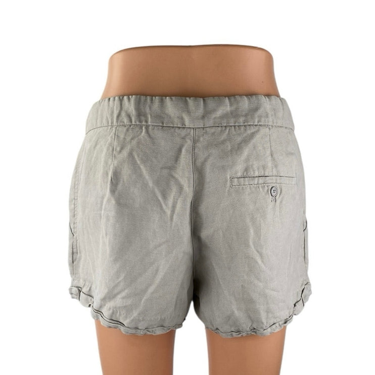 Aritzia Wilfred Gray Linen Drawstring Pleated Mid Rise Casual Sweat Shorts Sz 4