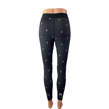 Alala Women's Black Palm Tree Print Yoga Workout Athletic Leggings Pants Size S