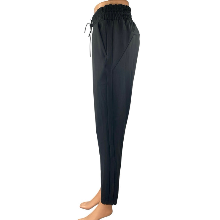 Zara Women's Black High Waisted Drawstring Tapered Trousers Casual Pants Size L