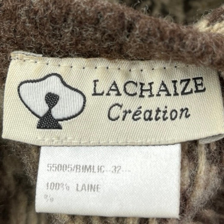 Vintage Lachaize Creation Brown Cream Wool Parisian French Fashion Beret Hat OS