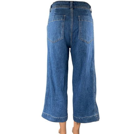 Gap Women's Blue High Waisted Cropped Wide Leg Baggy Palazzo Denim Jeans Size 27