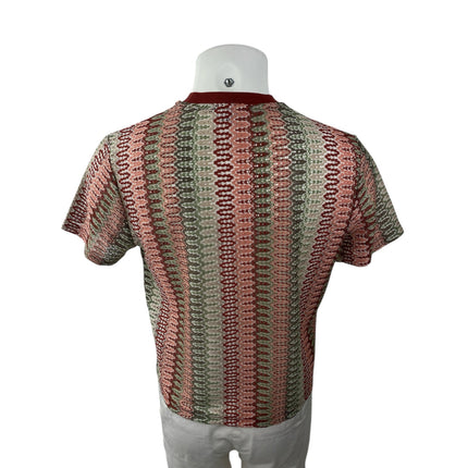 Asos Design Multicolor Crochet Striped Short Sleeve Boxy Fit Crop T-Shirt Top M