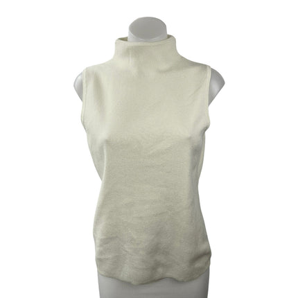 Cable & Gauge Women's White Ivory Sleeveless Knit Turtleneck Blouse Top Size L