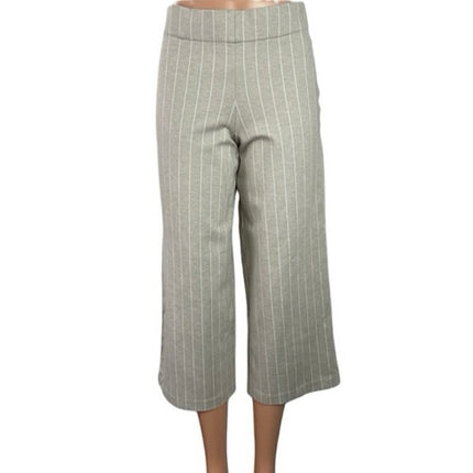 Jones New York Women's Gray Pinstriped Wide Leg Cropped Trousers Pants Size XS