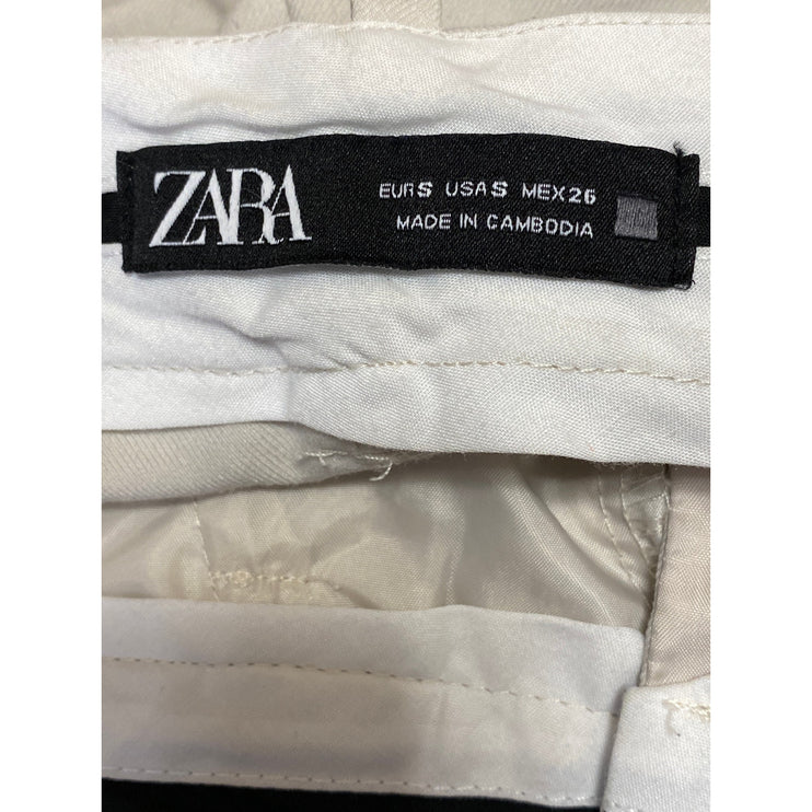 Zara Women's Beige High Rise Pleated Wide Leg Baggy Trousers Dress Pants Size S