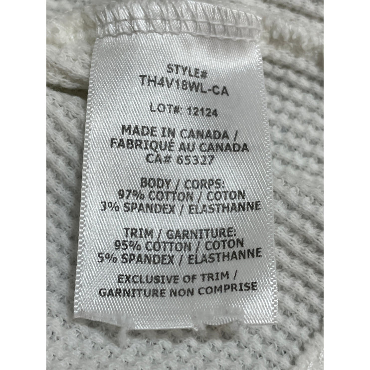 The Range Stark Waffle Womens White Collared Long Sleeve Crop Polo T-Shirt Top S