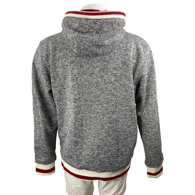 Pook Reversible Men's Gray Faux Fur Long Sleeve Hooded Sweatshirt Jacket Top L