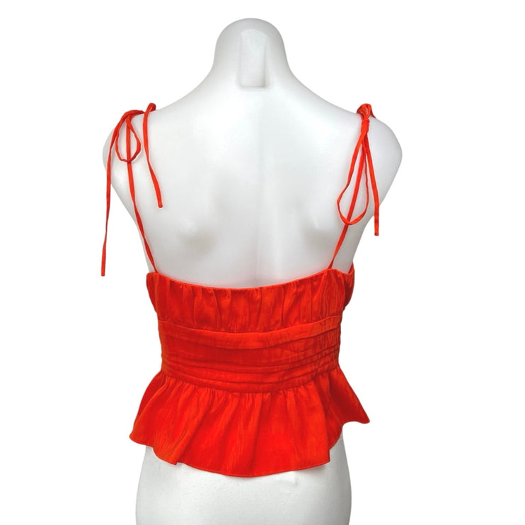 House of Harlow 1960 Red Sleeveless Tie Strap Peplum Cami Camisole Tank Top Sz S