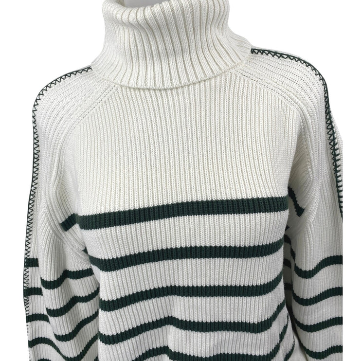 Hyacinth House White Black Striped Turtleneck Knit Long Sleeve Sweater Top Sz M