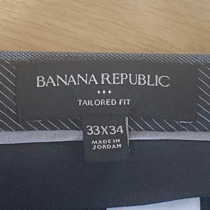 Banana Republic Mens Gray Tailored Fit Straight Mid Rise Trousers Dress Pants 33