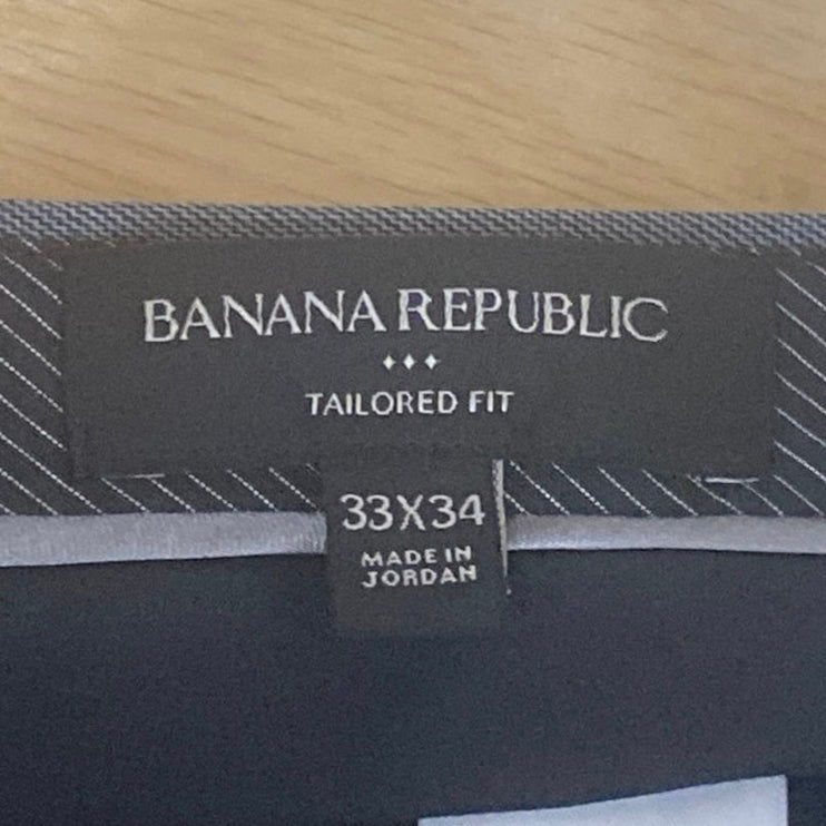 Banana Republic Mens Gray Tailored Fit Straight Mid Rise Trousers Dress Pants 33