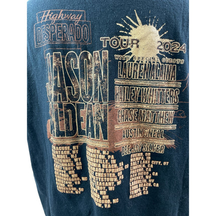 Mens Black Jason Aldean "Highway Desperado" Concert Tour T Shirt Tee Top Size XL