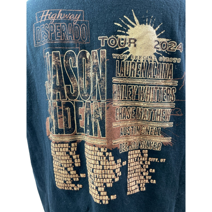 Mens Black Jason Aldean "Highway Desperado" Concert Tour T Shirt Tee Top Size XL