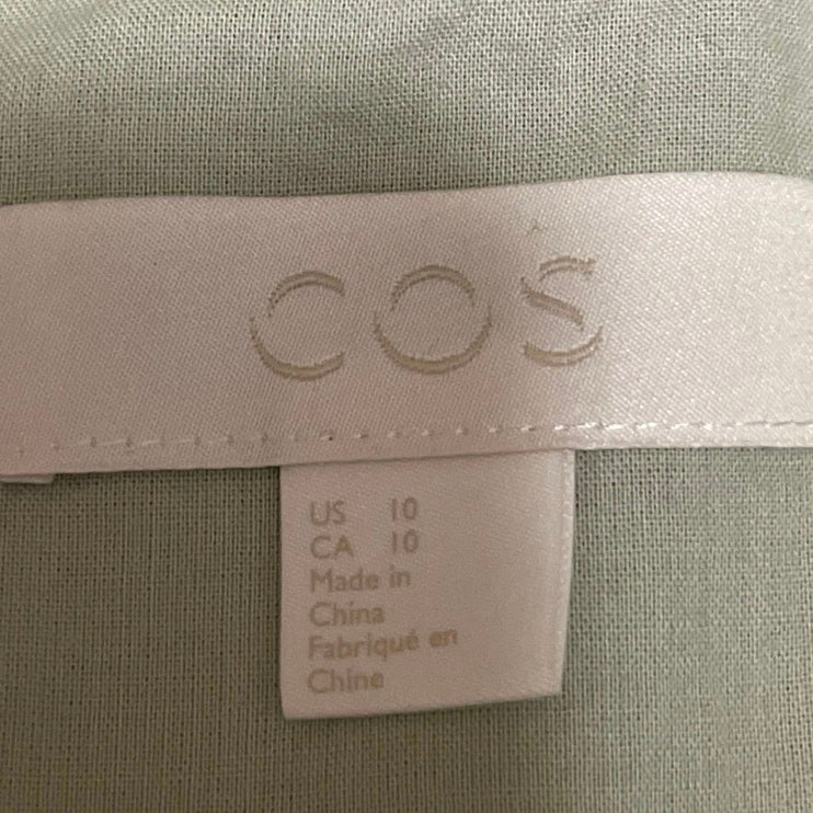 COS Women's Sage Green Sleeveless Drape Bubble Hem Tank Mini Dress Size 10