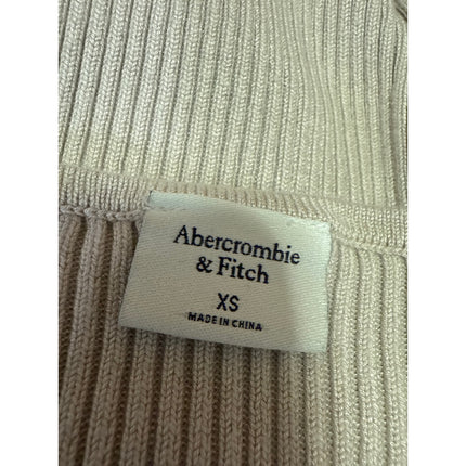 Abercrombie & Fitch Beige Ribbed Knit Long Sleeve Cutout Bodysuit Top Size XS