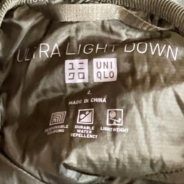 Uniqlo Ultra Light Down Green Quilted Sleeveless Long Vest Puffer Coat Jacket L