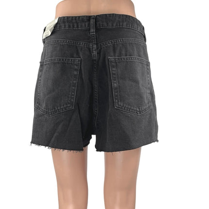 NEW Topshop Moto Women's Black High Waisted Mom Denim Jean Shorts Size 12