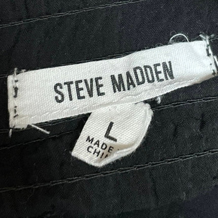 Steve Madden Black Tie Strap Sleeveless Smocked Fit & Flare Mini Dress Size L