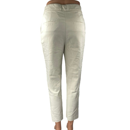 MNG Mango Women's Cream White High Waisted Button Tapered Trousers Pants Size 4