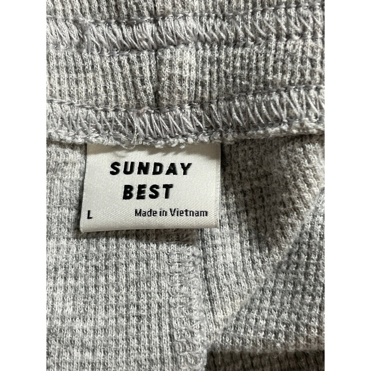 Aritzia Sunday Best Women's Gray High Rise Waffle Knit Thermal Lounge Shorts L