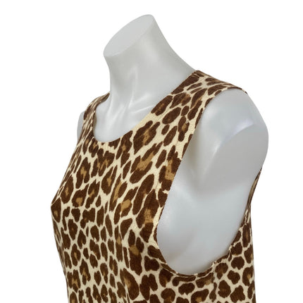 J.Crew Beige Leopard 100% Cashmere Sleeveless Knit Sweater Vest Tank Top Size L