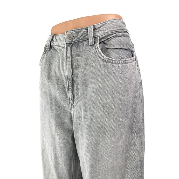 H&M Divided Women's Gray High Waisted Baggy Wide Leg Denim Jeans Pants Size 8