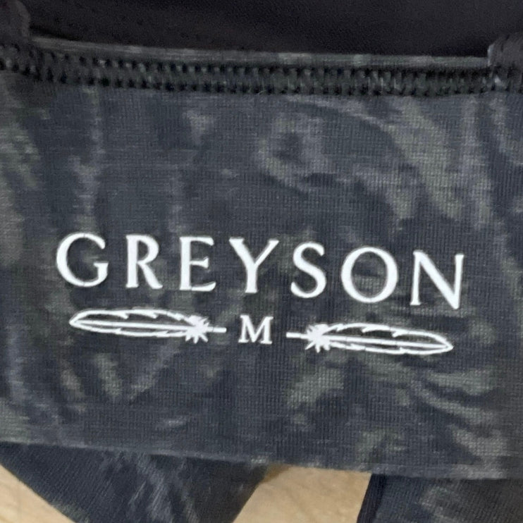 Greyson Black Gray Printed Cross Back Yoga Athletic Sports Bra Crop Top Size M