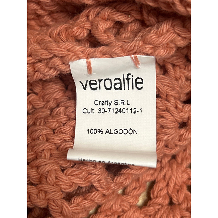 Anthropologie Veroalfie Brown Crochet Open Knit Short Sleeve Peplum Blouse Top 2