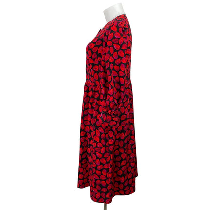 Who What Wear Red Petal Leaf Long Sleeve Button Front Midi Shirt Dress Size XL