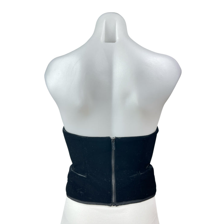House of CB Black Velvet Velour Sweetheart Strapless Bustier Corset Top Size M