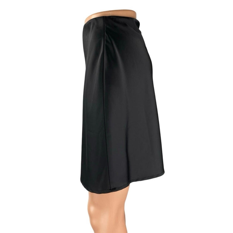 NEW Y.A.S Women's Black Silky Satin High Waisted Mini Flare A-Line Skirt Size XS