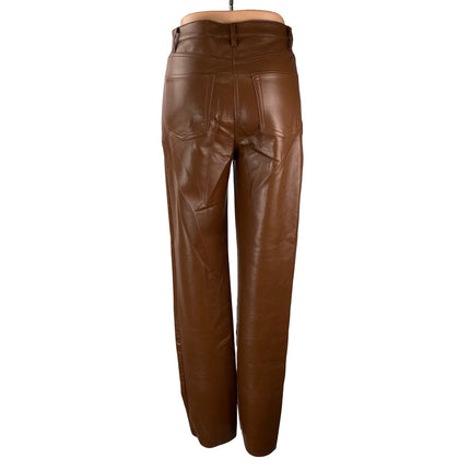 Aritzia Wilfred The Melina Slim Womens Brown Faux Leather Vegan Trousers Pants 4
