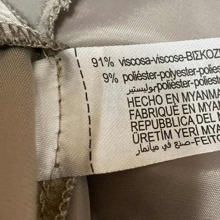 Zara Beige Khaki Long Sleeve Tie Waist Pocket Utility Mini Shirt Dress Size M