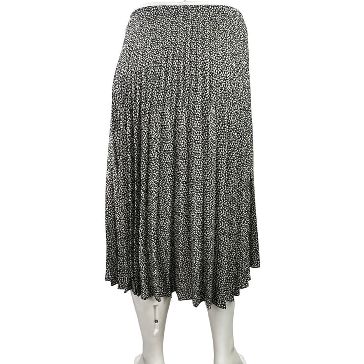 Max Studio Black White Printed Pleated High Waisted Maxi Flared A-Line Skirt XL