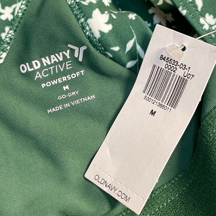NEW Old Navy Active Green Sleeveless Racerback Floral Jumpsuit Romper Size M