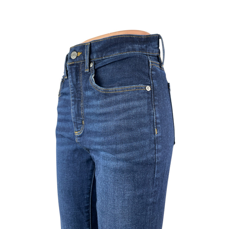 Ann Taylor LOFT Women's Blue Dark Wash Y2k Cropped Skinny Denim Jeans Size 6P