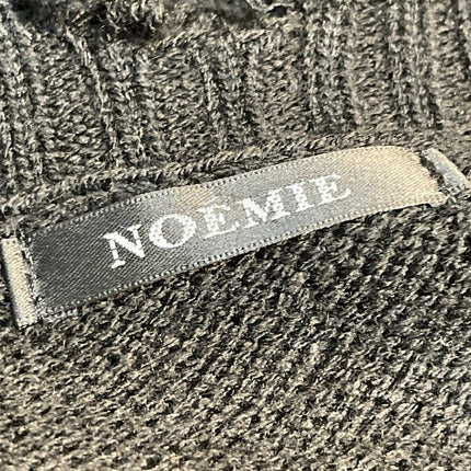 Noemie Women's Black Distressed Cross Button Down Long Cardigan Sweater Size M