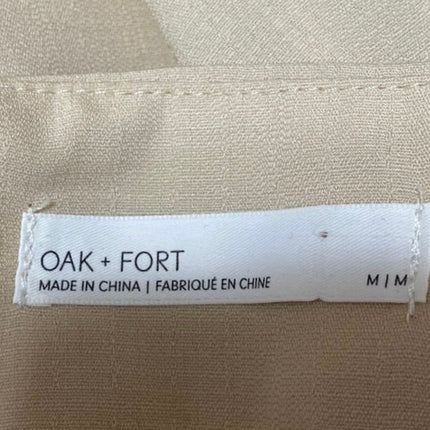 Oak + Fort Beige Tan Long Balloon Sleeveless Boat Neck Crop Blouse Top Size M
