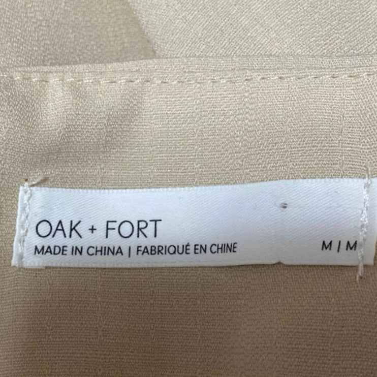 Oak + Fort Beige Tan Long Balloon Sleeveless Boat Neck Crop Blouse Top Size M